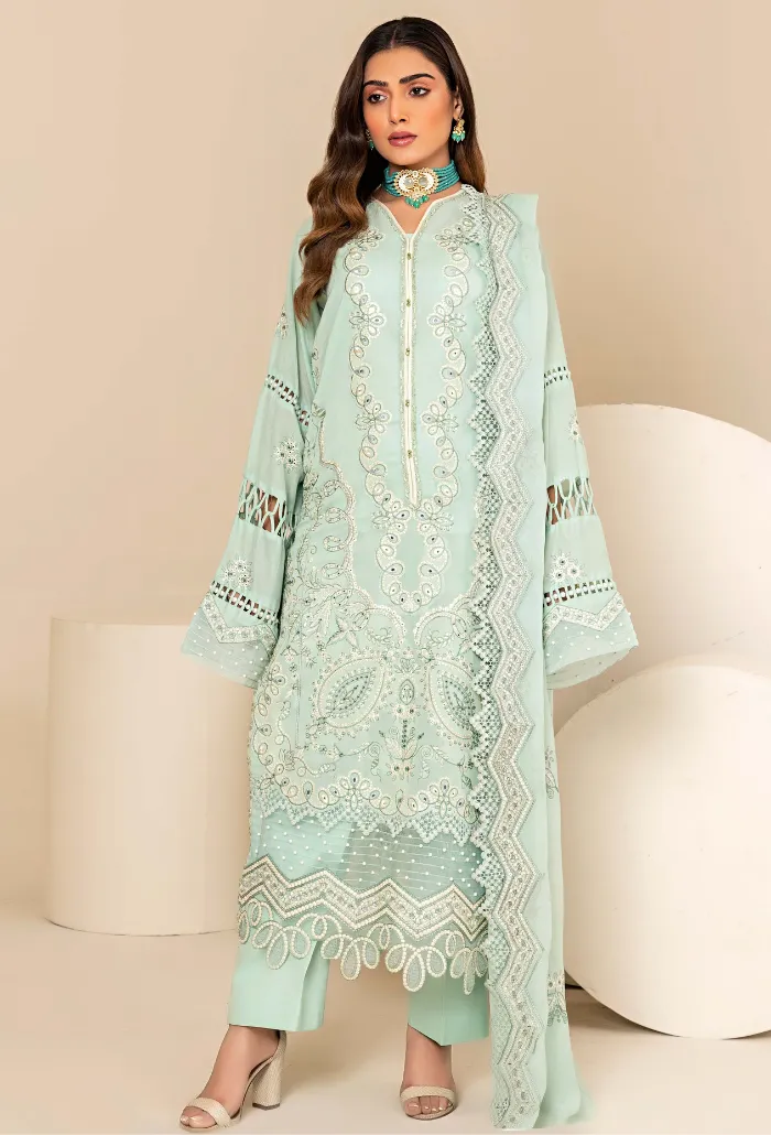 Flora by Humdum Embroidered Swiss Lawn Unstitched 3Pc Suit FS-08