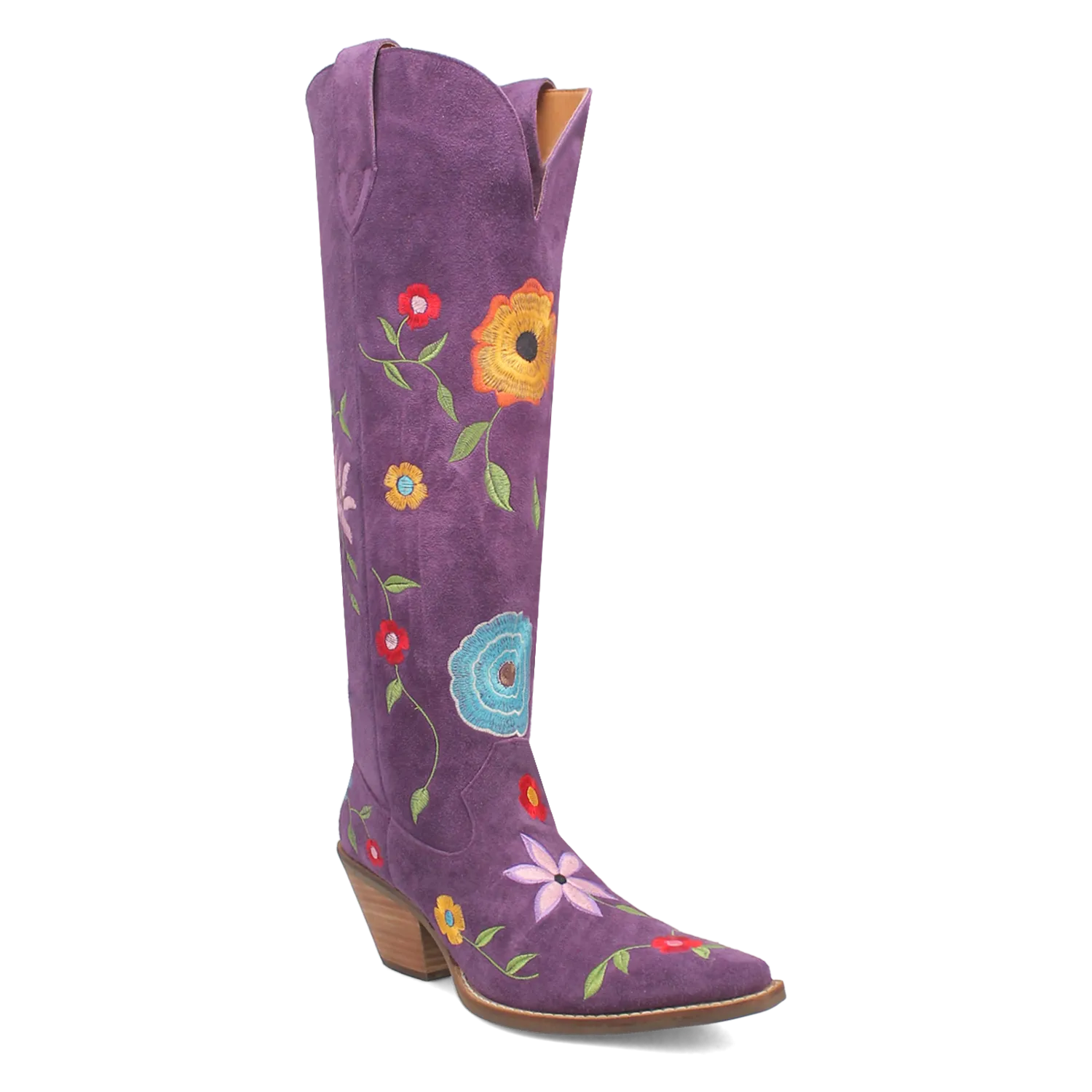 Flower Power Purple Suede & Floral Embroidered Boot (DS) ~ PREORDER SEPTEMBER 2024