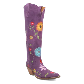 Flower Power Purple Suede & Floral Embroidered Boot (DS) ~ PREORDER SEPTEMBER 2024