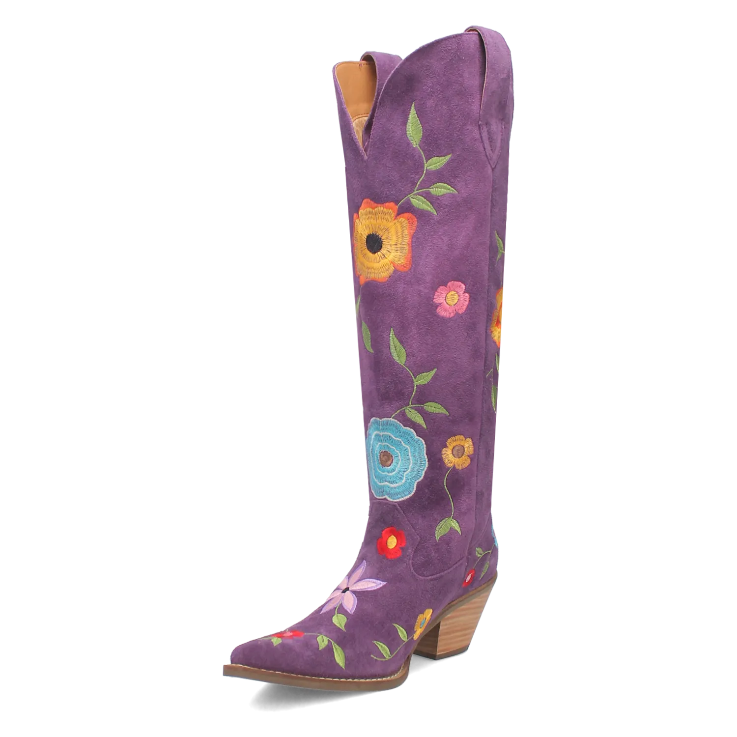 Flower Power Purple Suede & Floral Embroidered Boot (DS) ~ PREORDER SEPTEMBER 2024