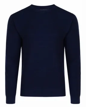 French Connection Mozart Crew Neck Cotton Jumper Marine Blue