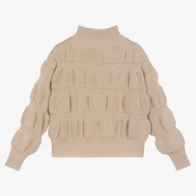 Girls Beige Merino Wool Sweater