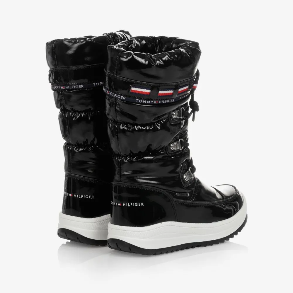 Girls Black Laced Snow Boots