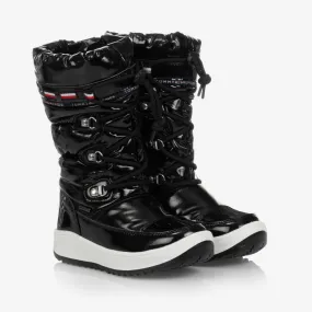 Girls Black Laced Snow Boots