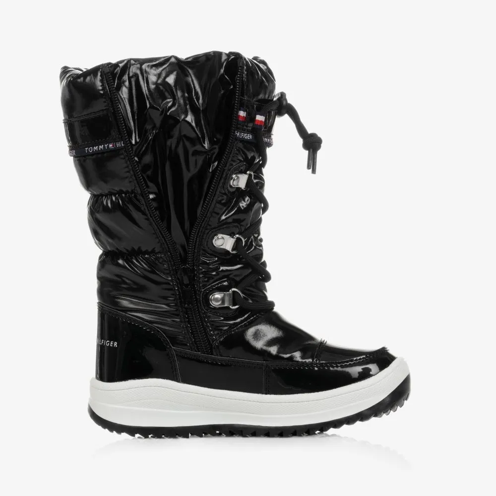 Girls Black Laced Snow Boots