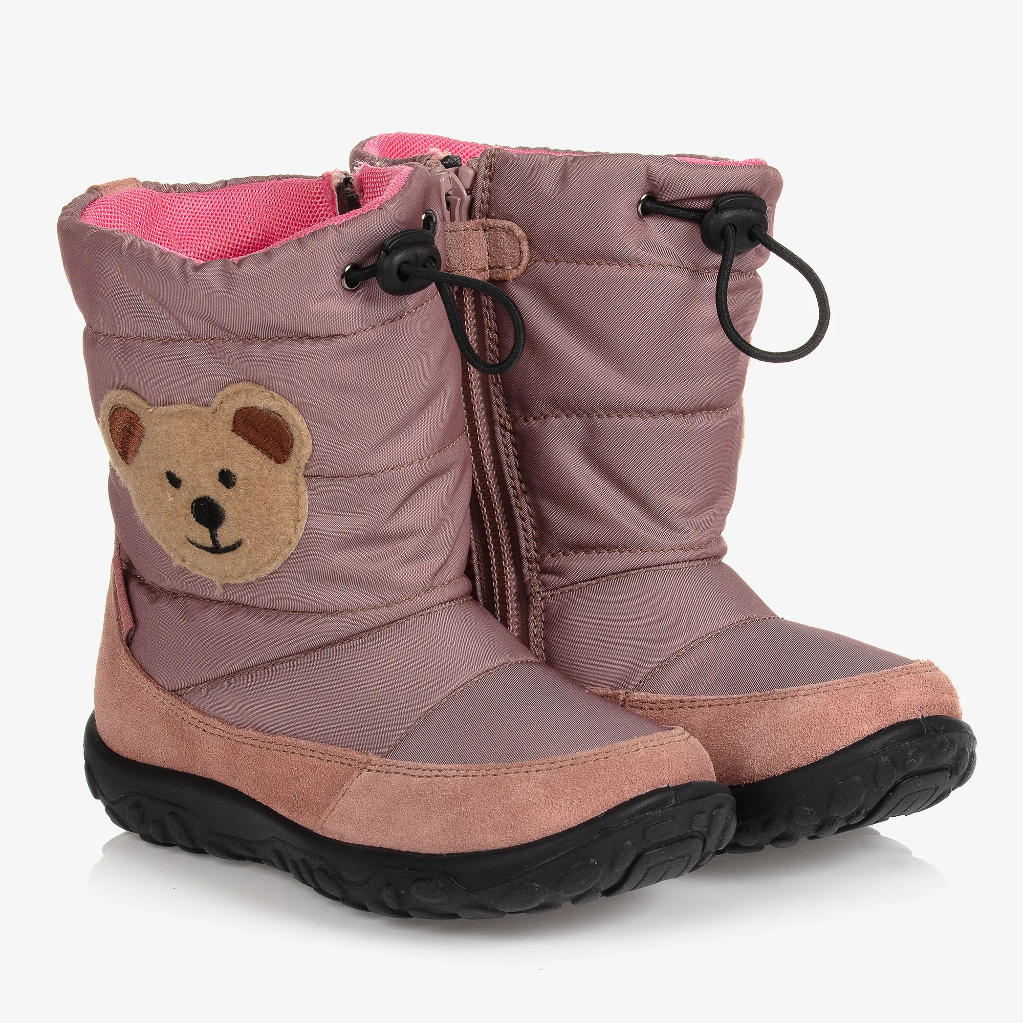 Girls Pink Bear Snow Boots