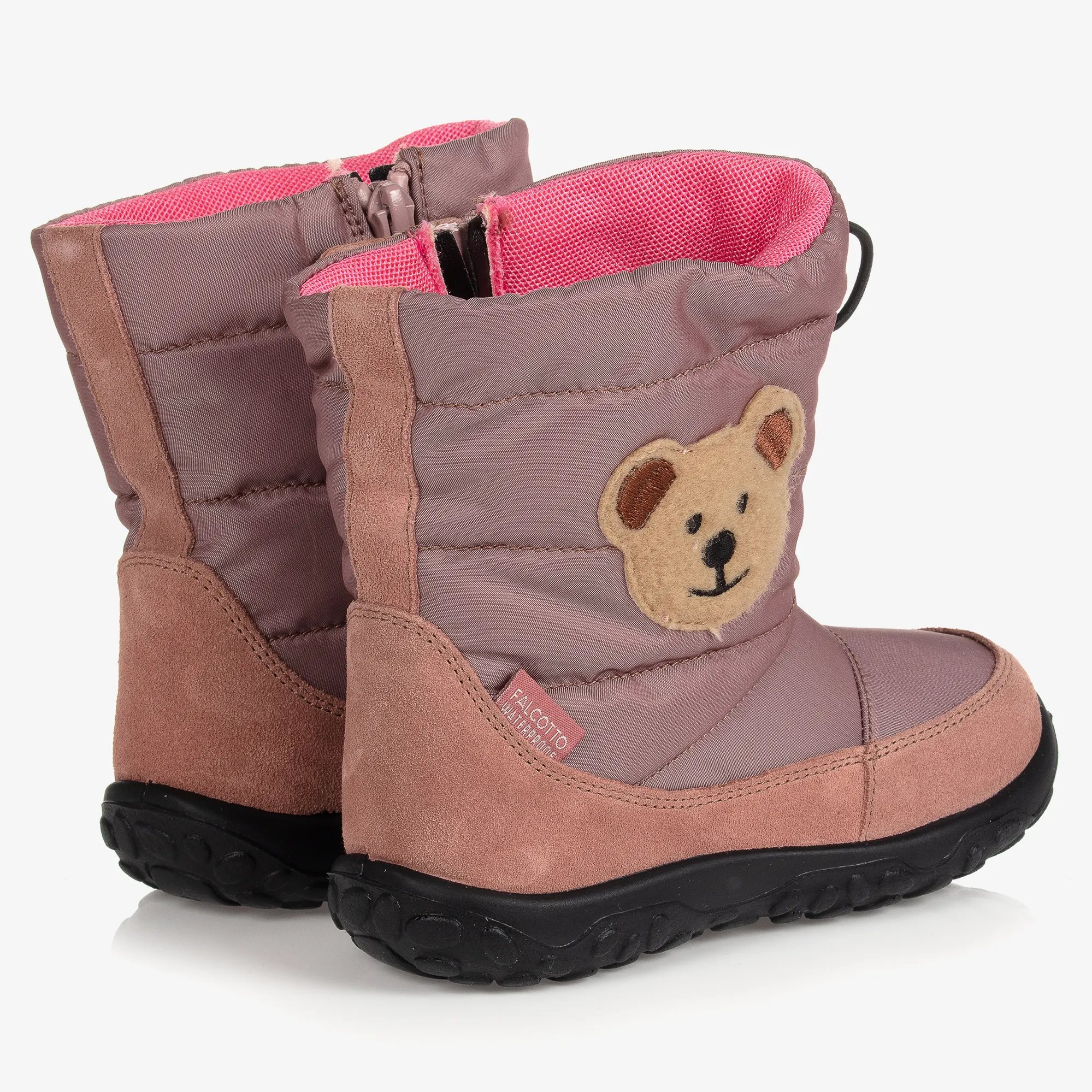 Girls Pink Bear Snow Boots