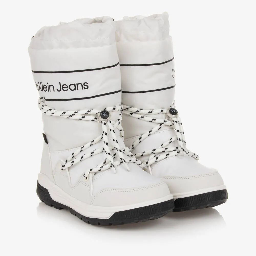 Girls White Waterproof Snow Boots