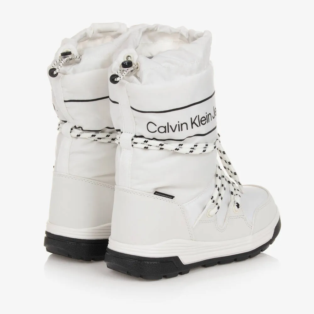 Girls White Waterproof Snow Boots