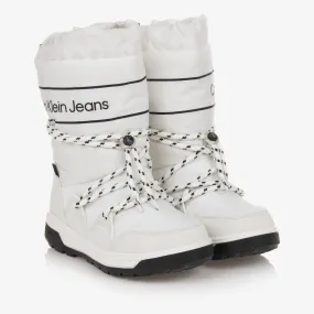 Girls White Waterproof Snow Boots