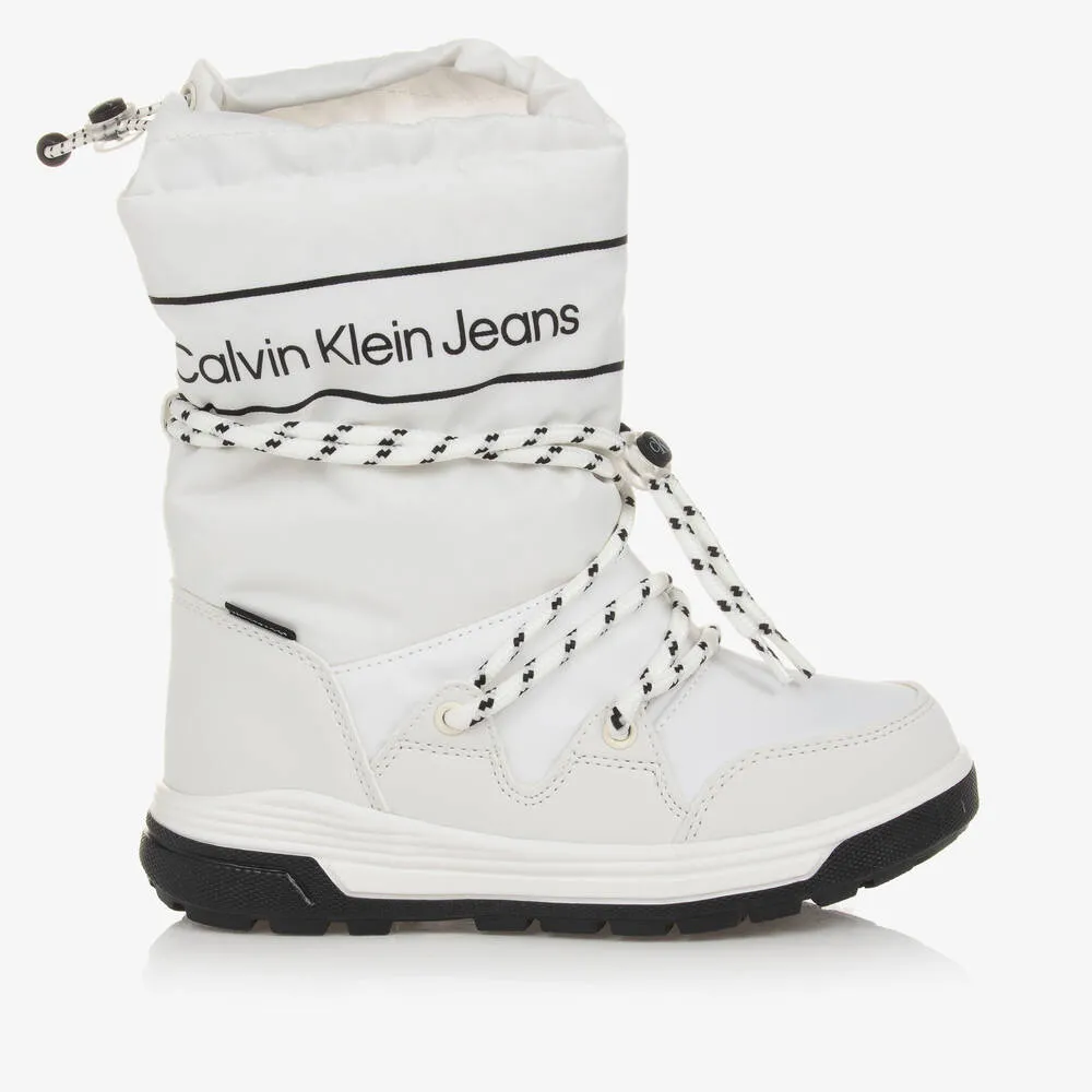 Girls White Waterproof Snow Boots