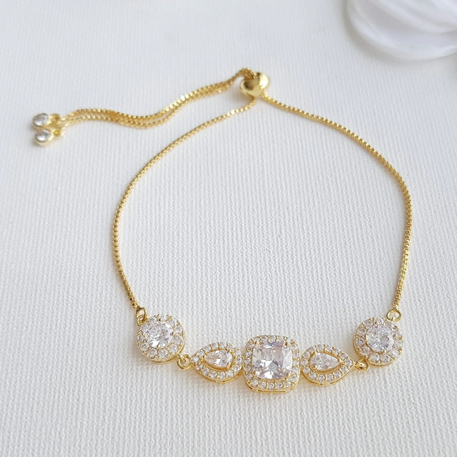 Gold & Crystal Bridal Bracelet- Gianna