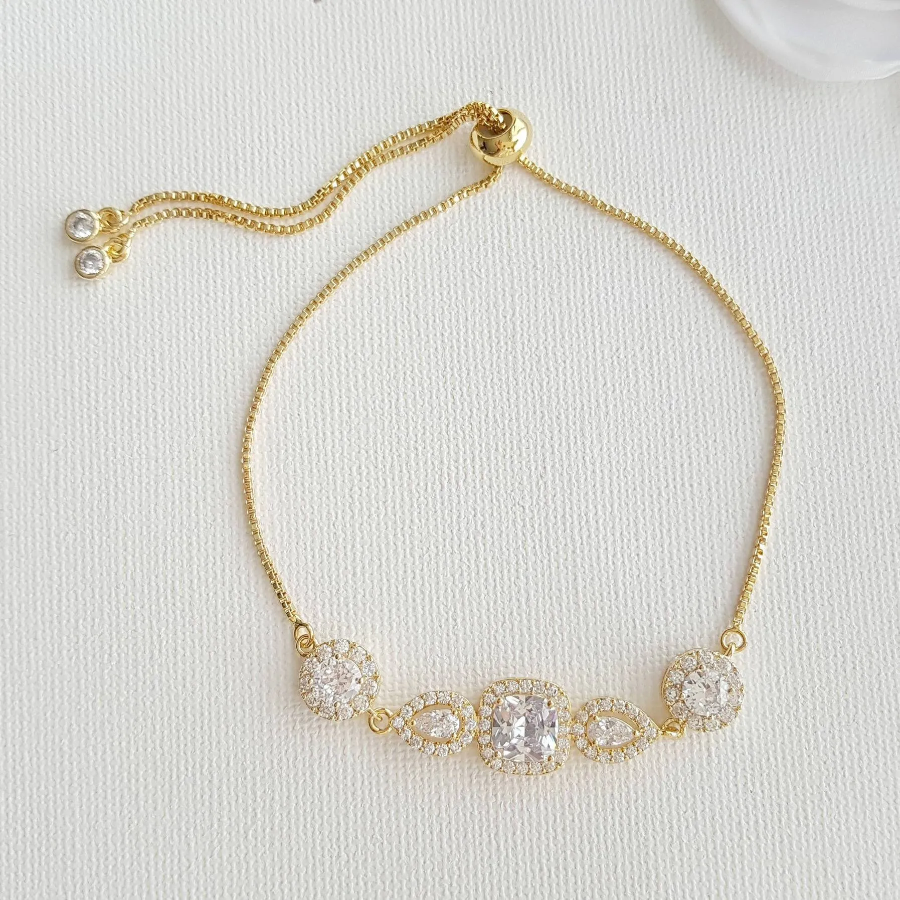 Gold & Crystal Bridal Bracelet- Gianna