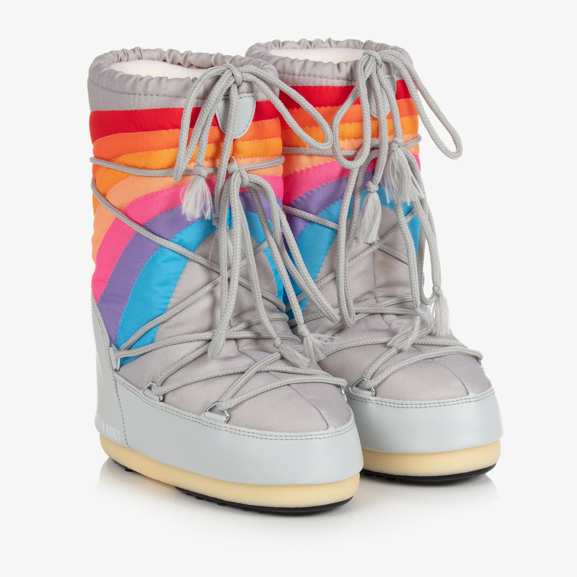 Grey & Rainbow Snow Boots