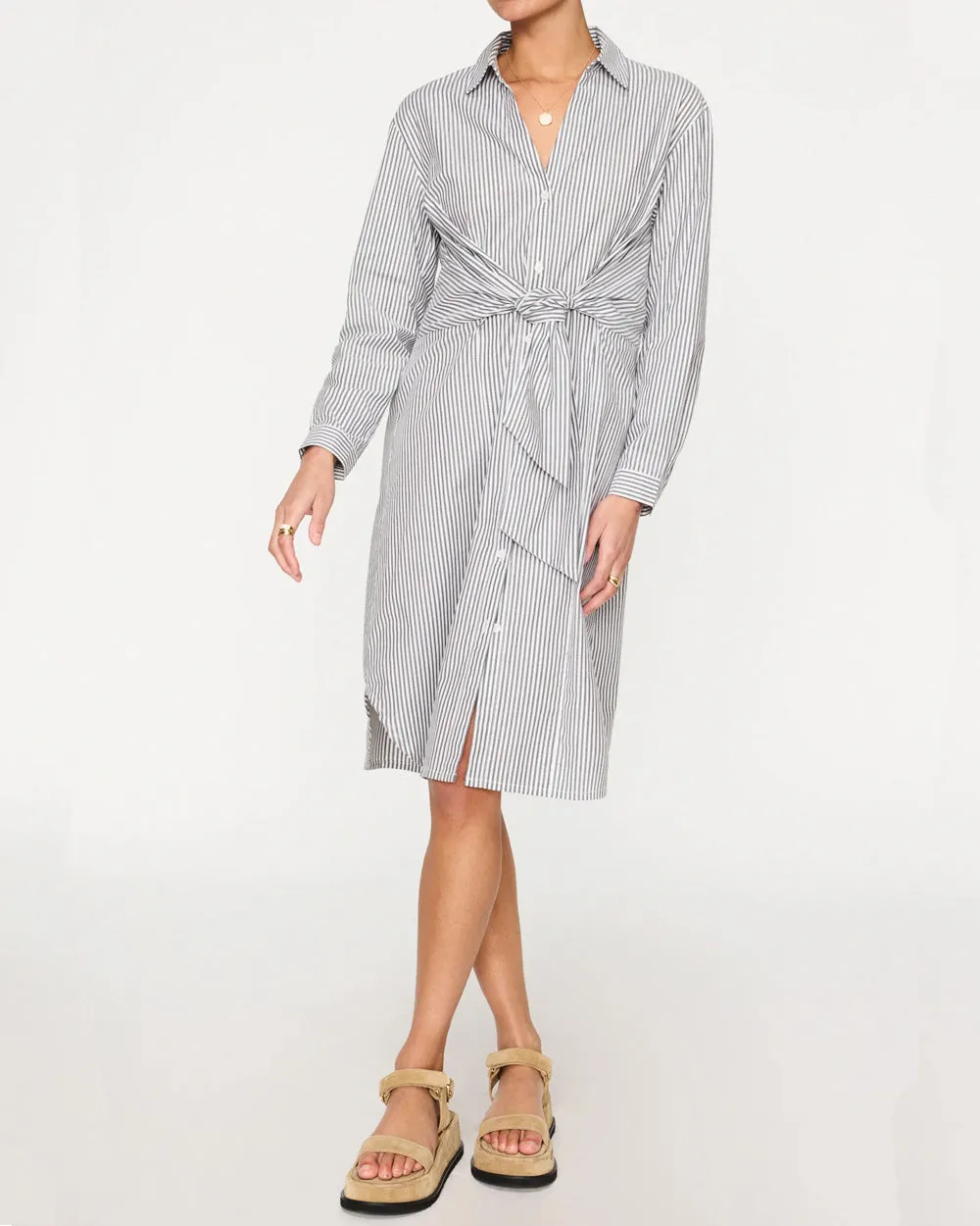 Grey Stripe Ashland Midi Dress