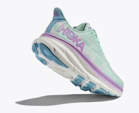 Hoka Women’s Clifton 9 Athletic Shoes-Sunlit Ocean/Lilac Mist **Wide Width**