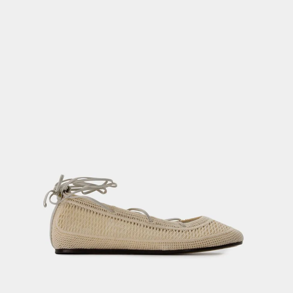 ISABEL MARANT Tan Beige Cotton Ballerina Shoes for Women - Seasonal Must-Have!