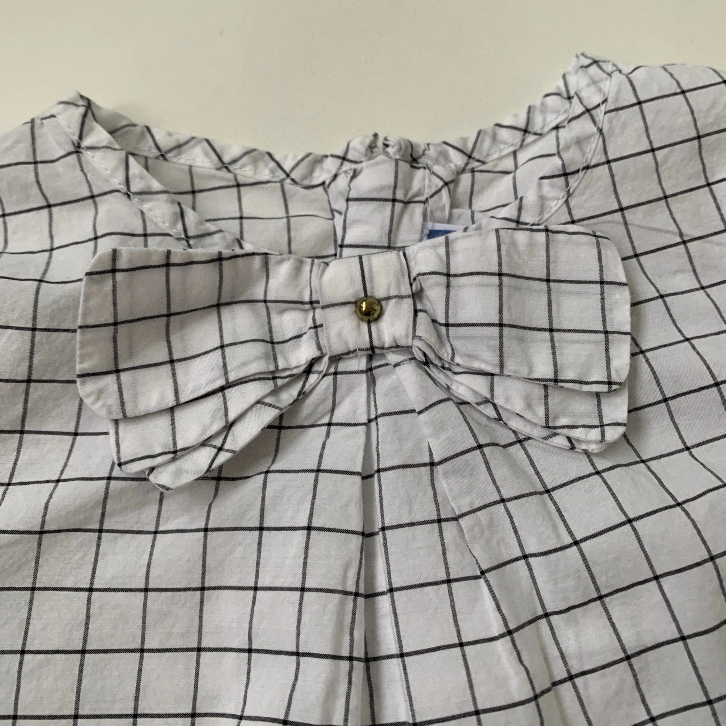 Jacadi White Check Blouse With Bow: 4 Years