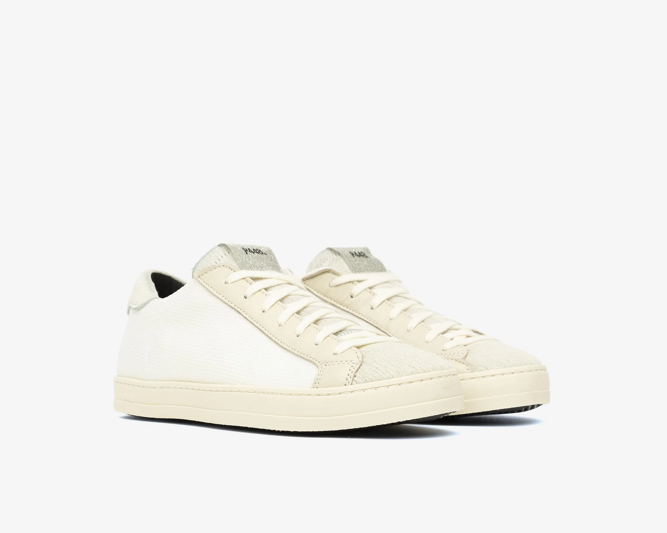 John Yeti Canvas Sneaker with Calf Hair - Cream