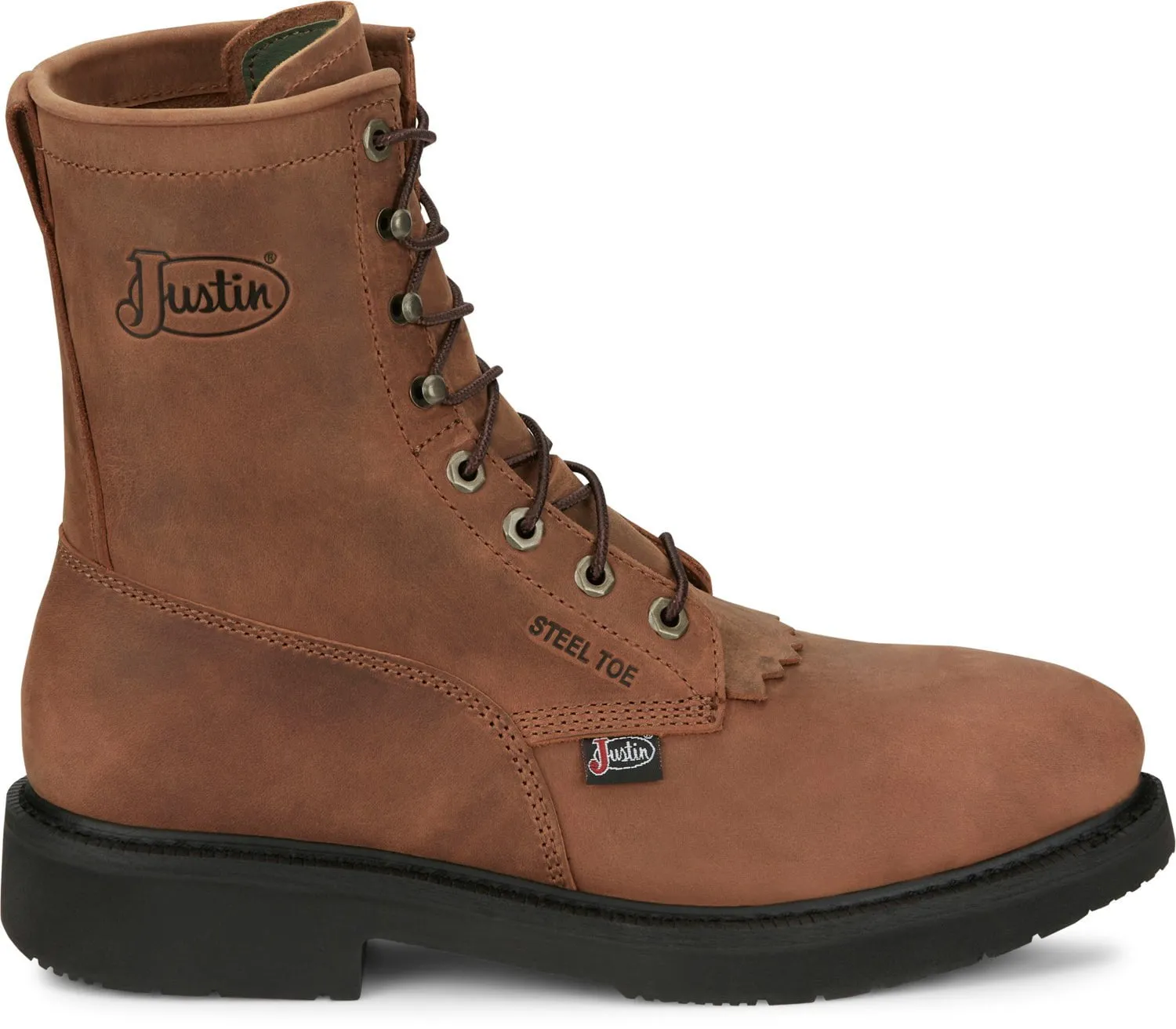 Justin Mens Livestock Aged Brown Leather Work Boots