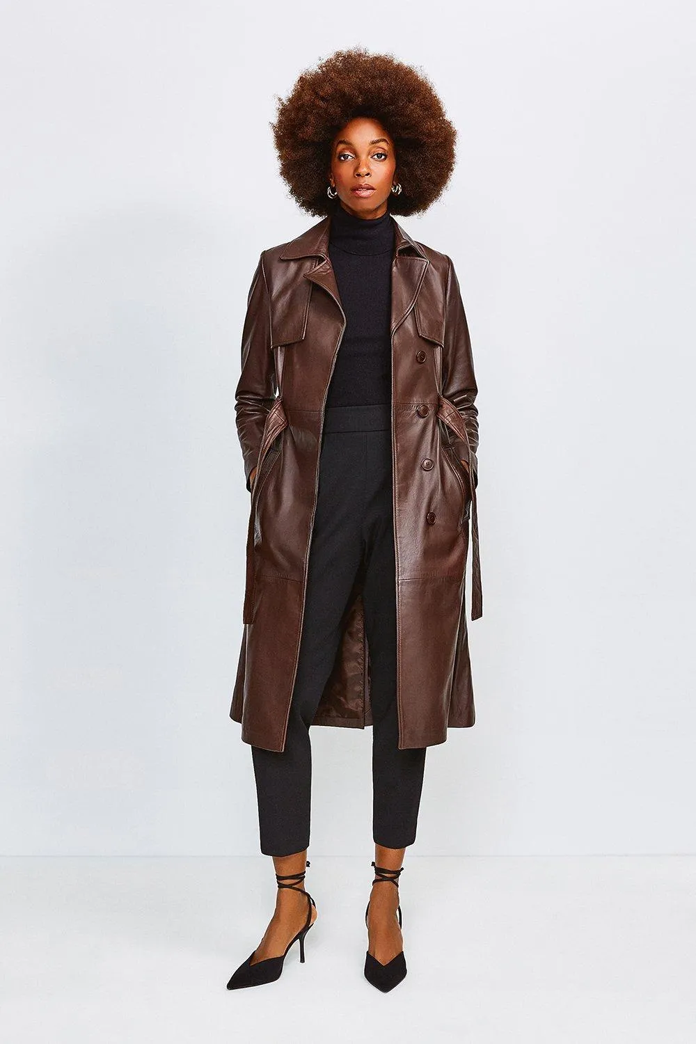 Leather Trench Coat | Karen Millen