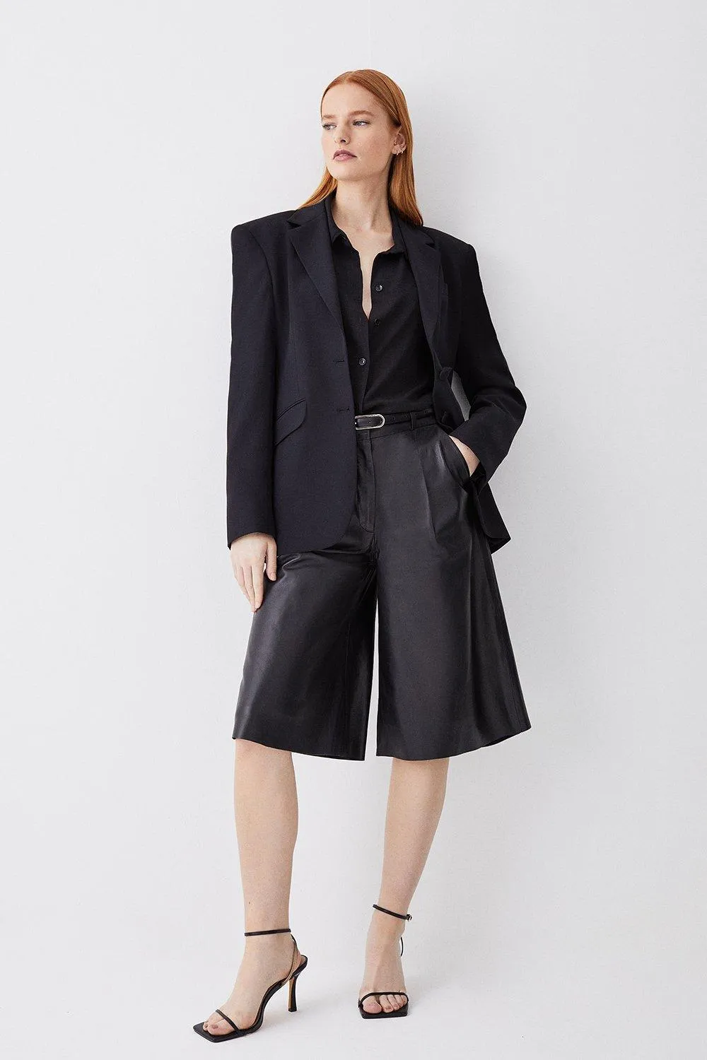 Leather Walking Short | Karen Millen