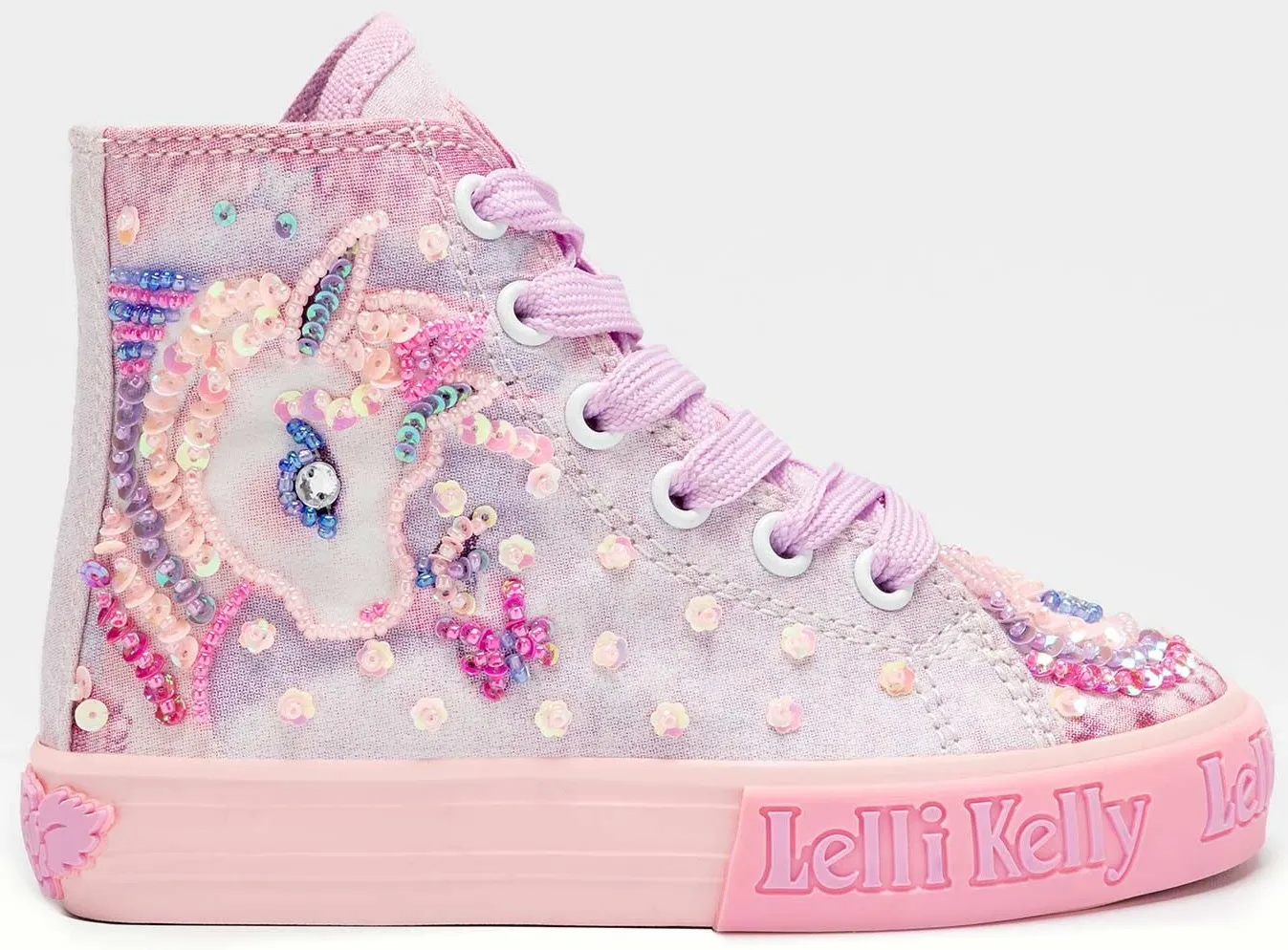 Lelli Kelly LK 7020 Unicorn Fluttershy Pink Multi Mid HI-Top Boots