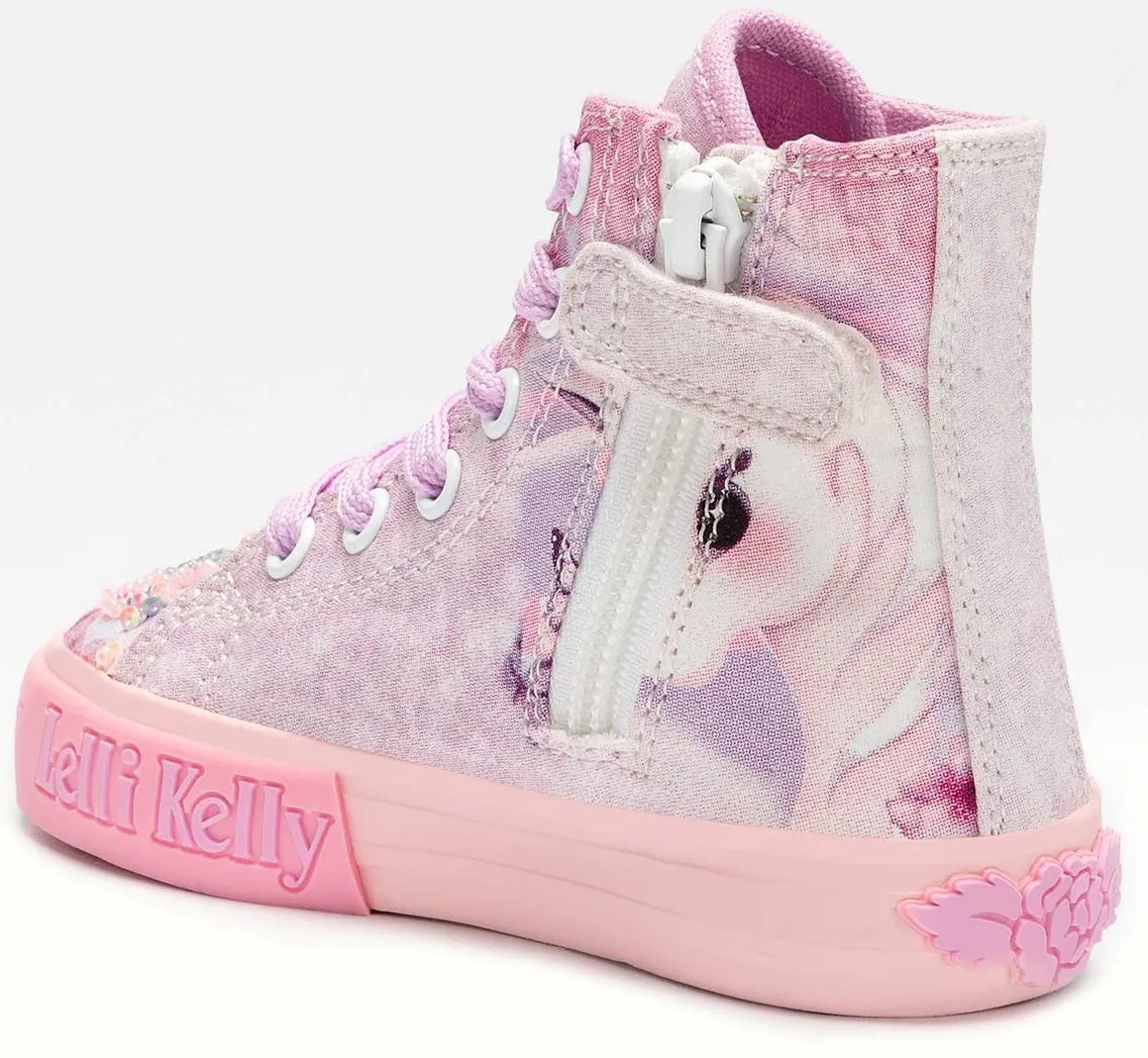 Lelli Kelly LK 7020 Unicorn Fluttershy Pink Multi Mid HI-Top Boots