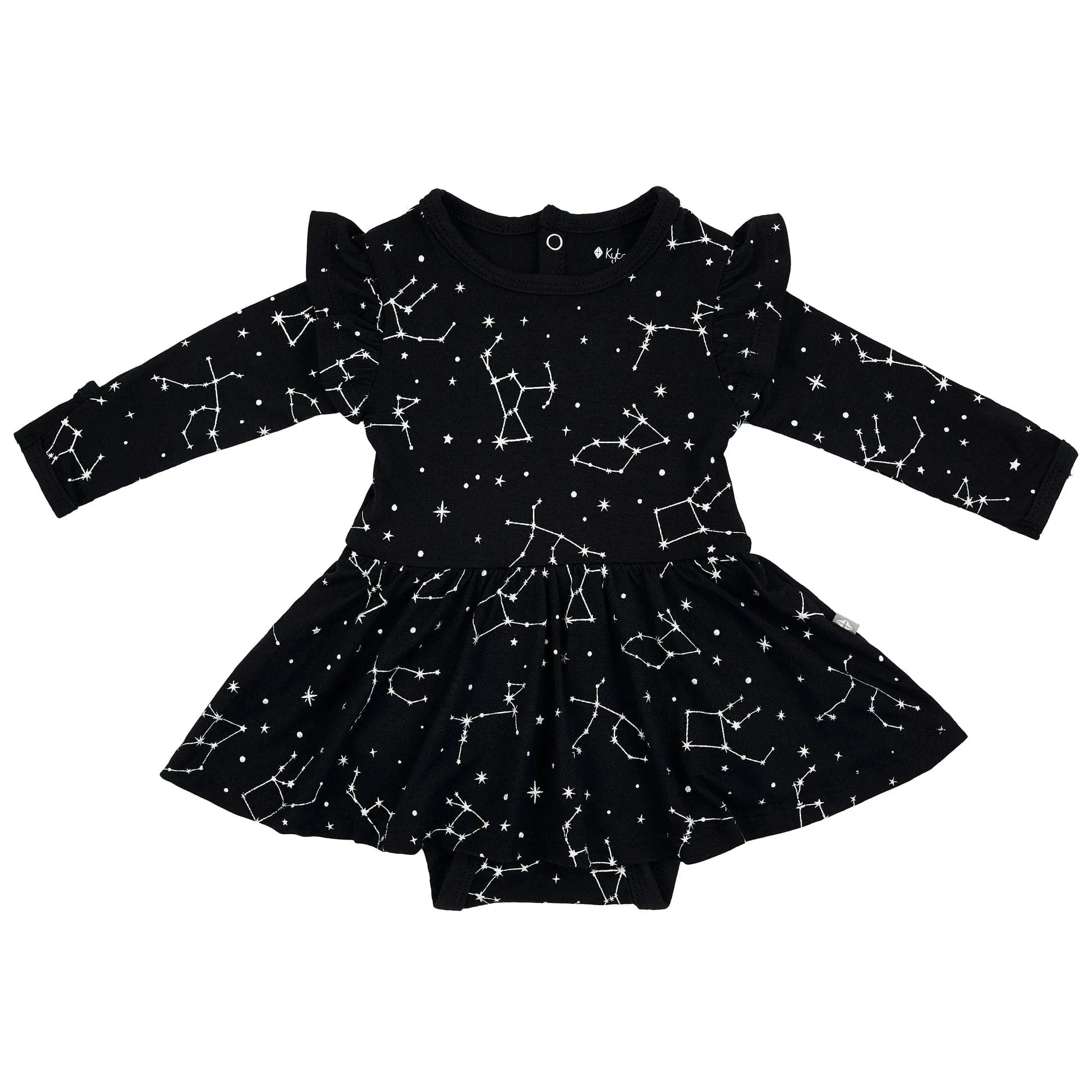 Long Sleeve Twirl Bodysuit Dress in Midnight Constellation