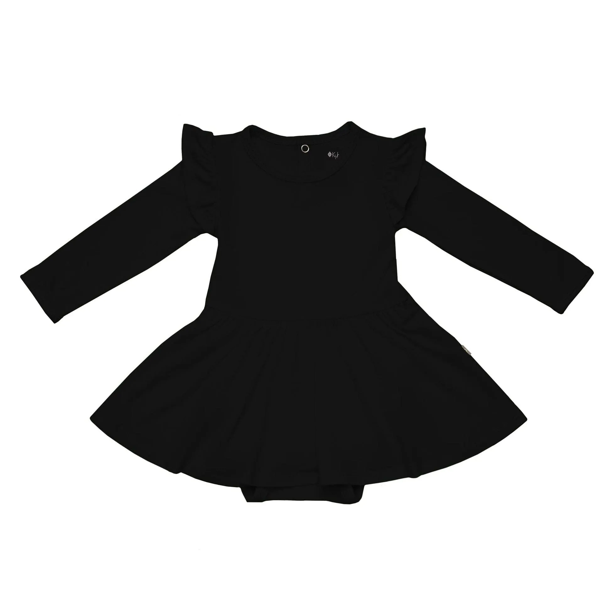 Long Sleeve Twirl Bodysuit Dress in Midnight