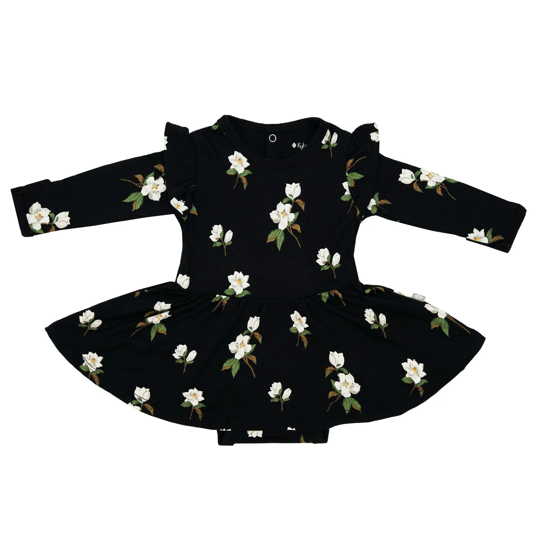 Long Sleeve Twirl Bodysuit Dress in Small Midnight Magnolia