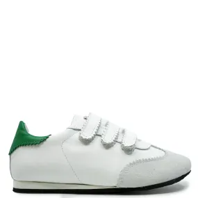 Manuela White Scalloped Triple Velcro Sneaker