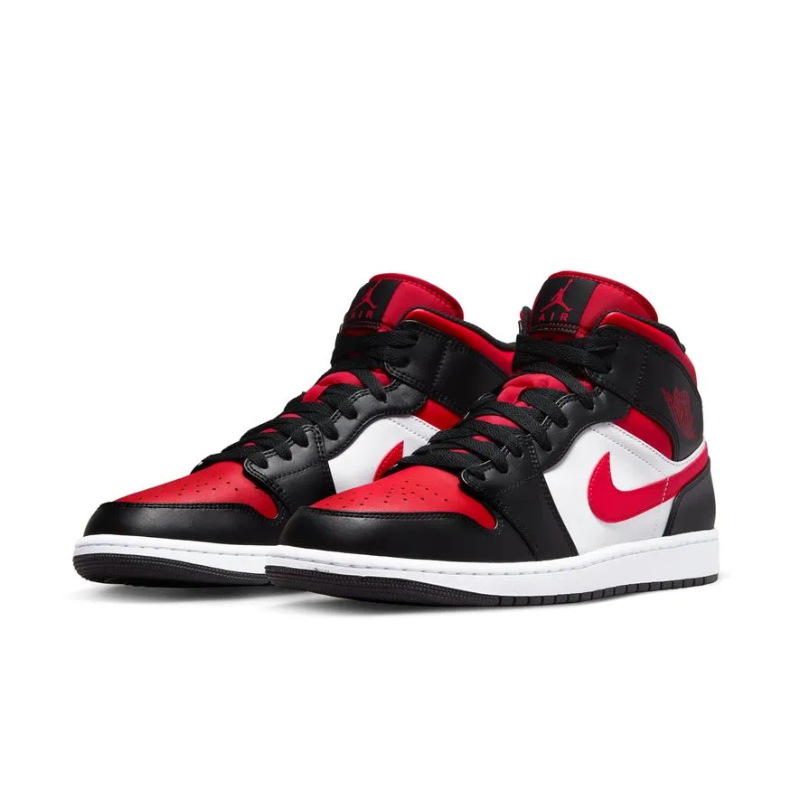 Men's Air Jordan 1 Mid - BLACK/FIRE RED-WHITE