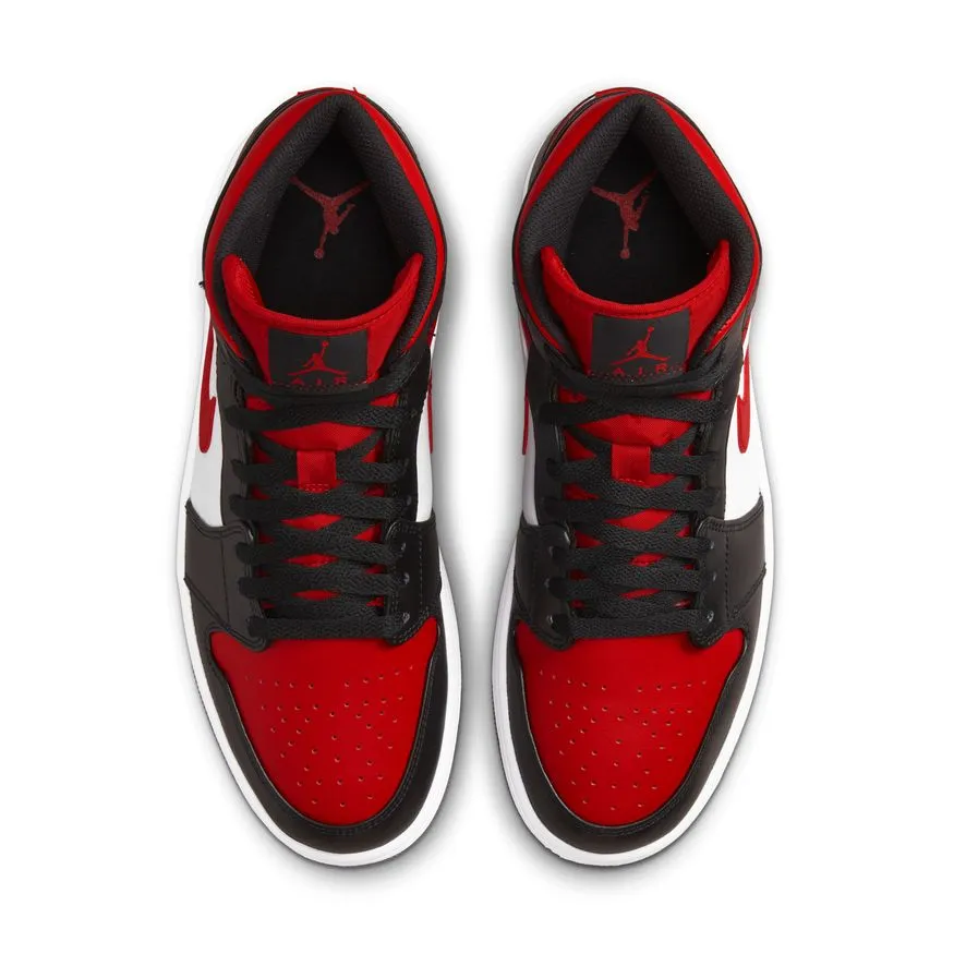 Men's Air Jordan 1 Mid - BLACK/FIRE RED-WHITE