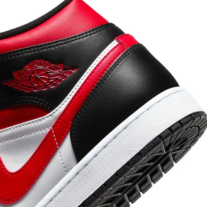 Men's Air Jordan 1 Mid - BLACK/FIRE RED-WHITE