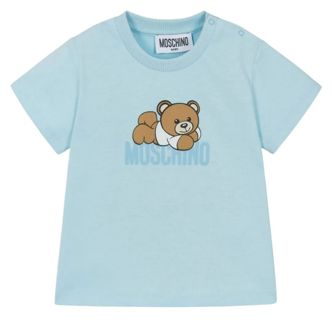 Moschino T-Shirt Bear Logo Baby Blue