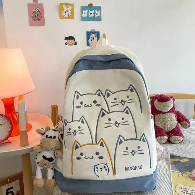 NBCB143 Cool Backpack - School Book Bags - Cute Cat Pattern