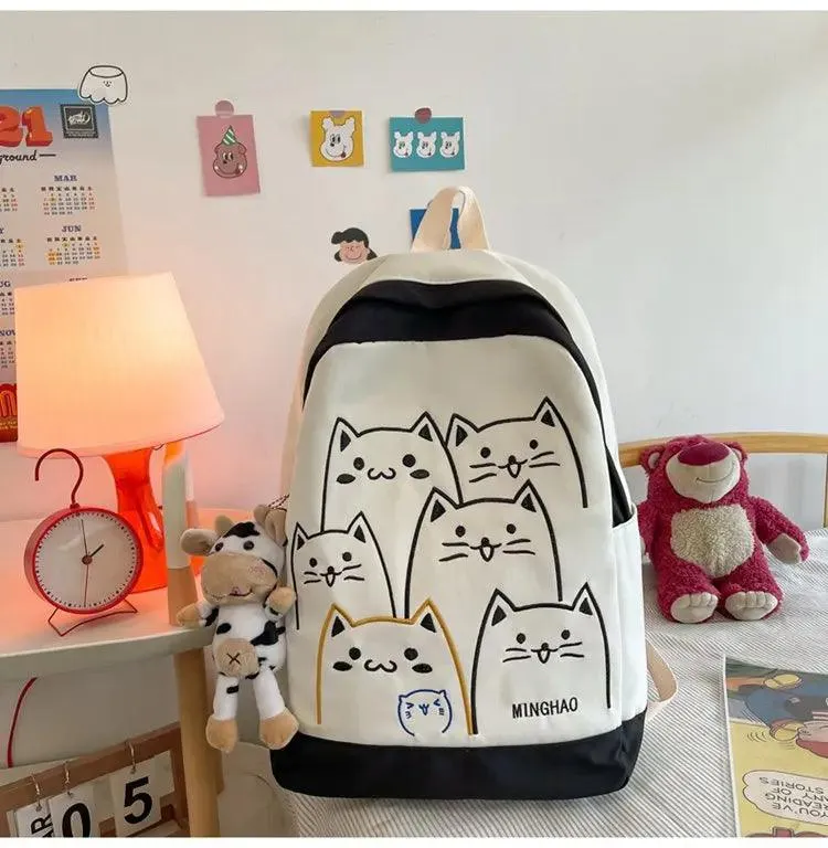 NBCB143 Cool Backpack - School Book Bags - Cute Cat Pattern