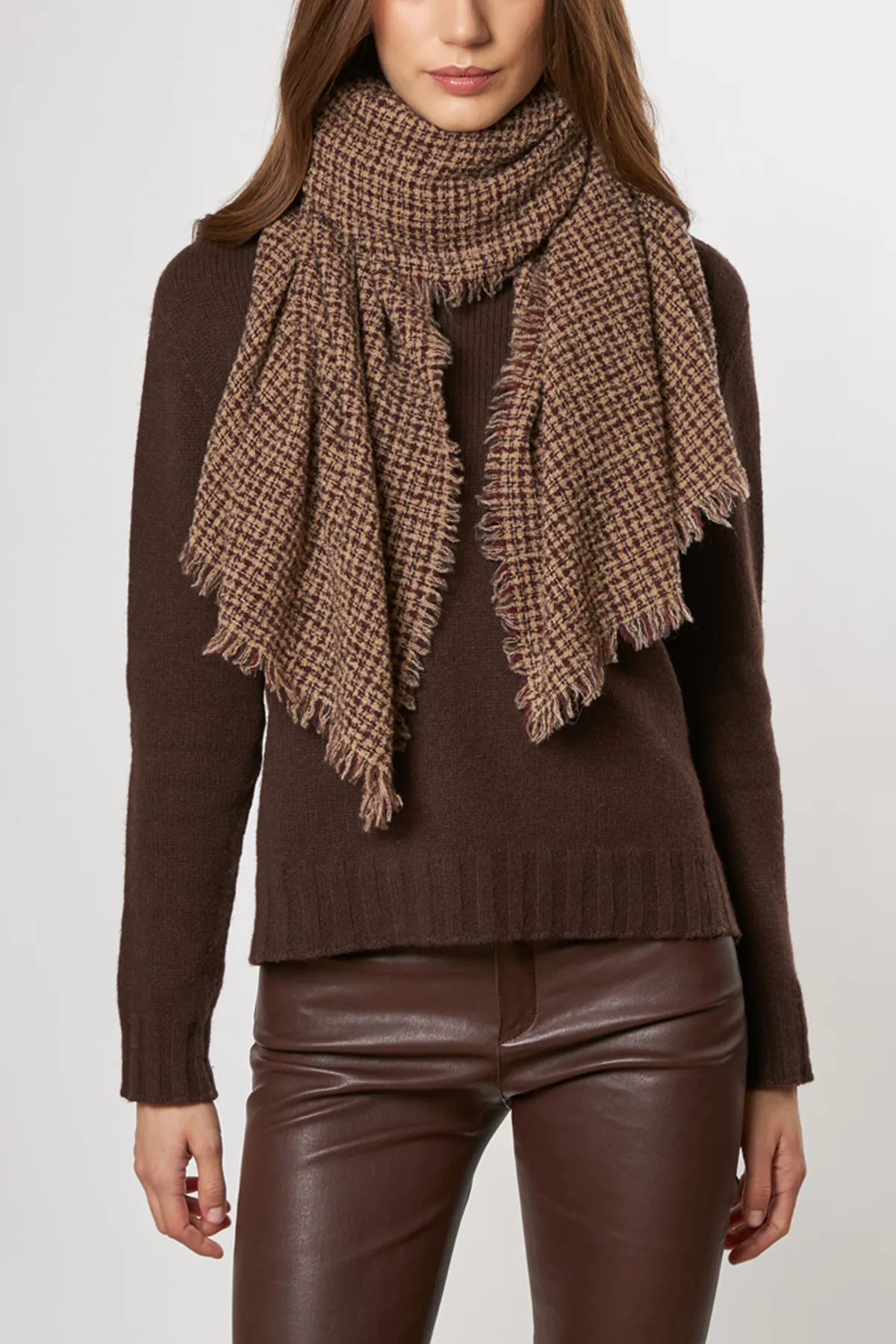 Nicolas Scarf - Camel/Burgundy