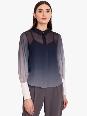 Ombre Chiffon Shirt With Exaggerated Cuff