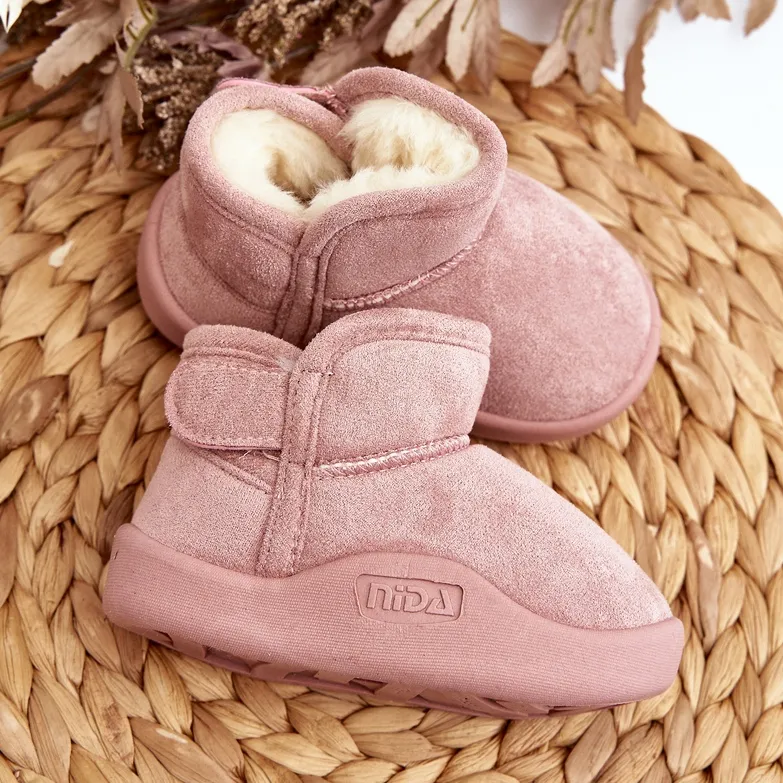 Pink Benigna Children's Snow Boots Lined With Fur