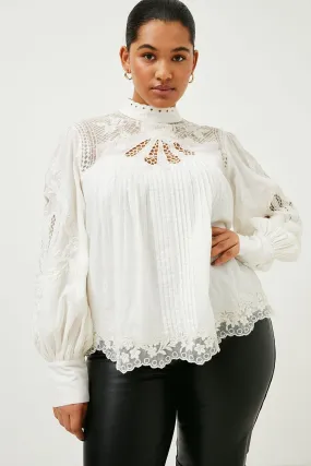 Plus Size Lydia Millen Cutwork Woven Blouse | Karen Millen