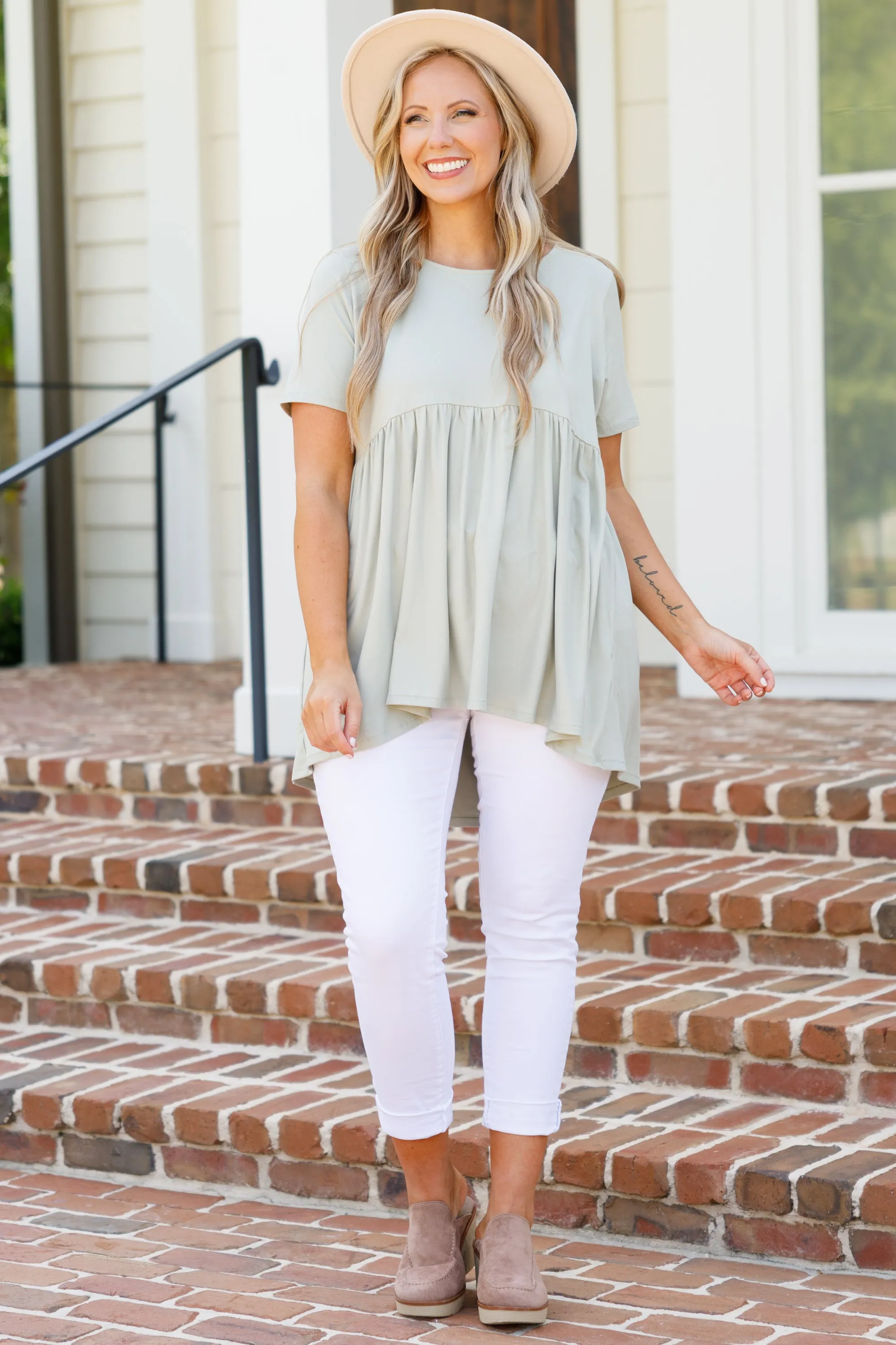 Princess And Punks Top, Light Sage