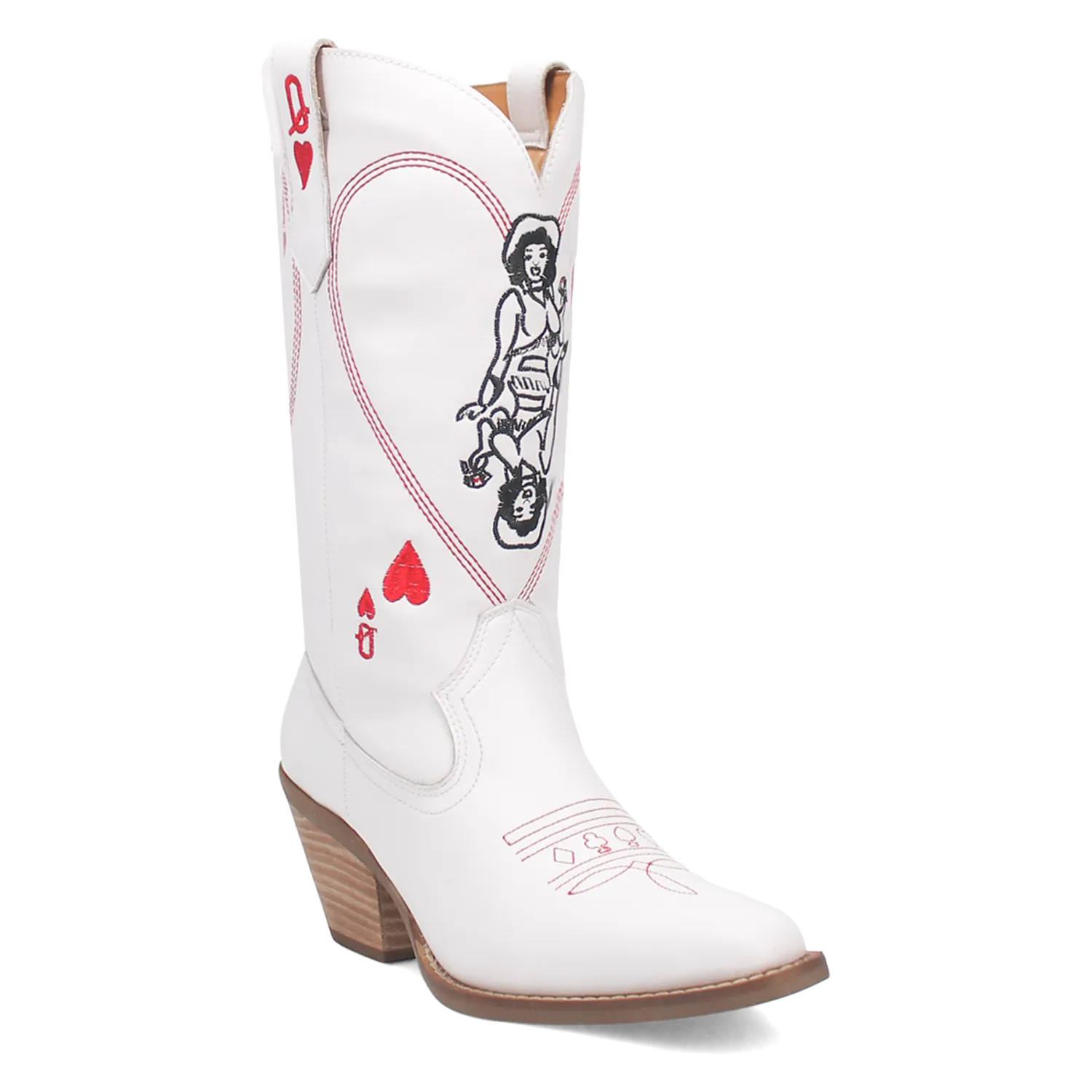 Queen A Hearts White Leather Boot (DS)