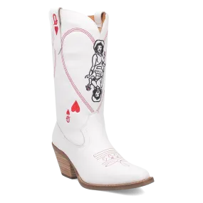 Queen A Hearts White Leather Boot (DS)