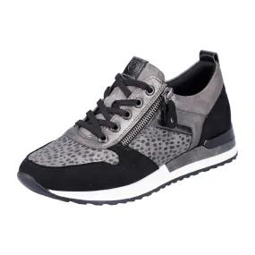 Remonte Women's Gray Fashionable Sneakers with Side Zipper and Cushioned Insole