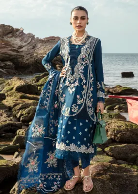 Saira Shakira Embroidered Lawn Unstitched 3Pc Suit D-01B Lolita - Lapis