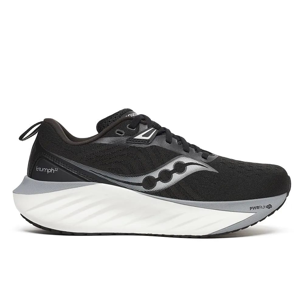 Saucony Women's Triumph 22 Sneaker, Black/White, 8 Wide