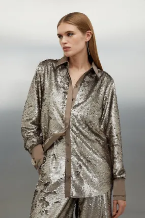 Sequin Woven Shirt | Karen Millen