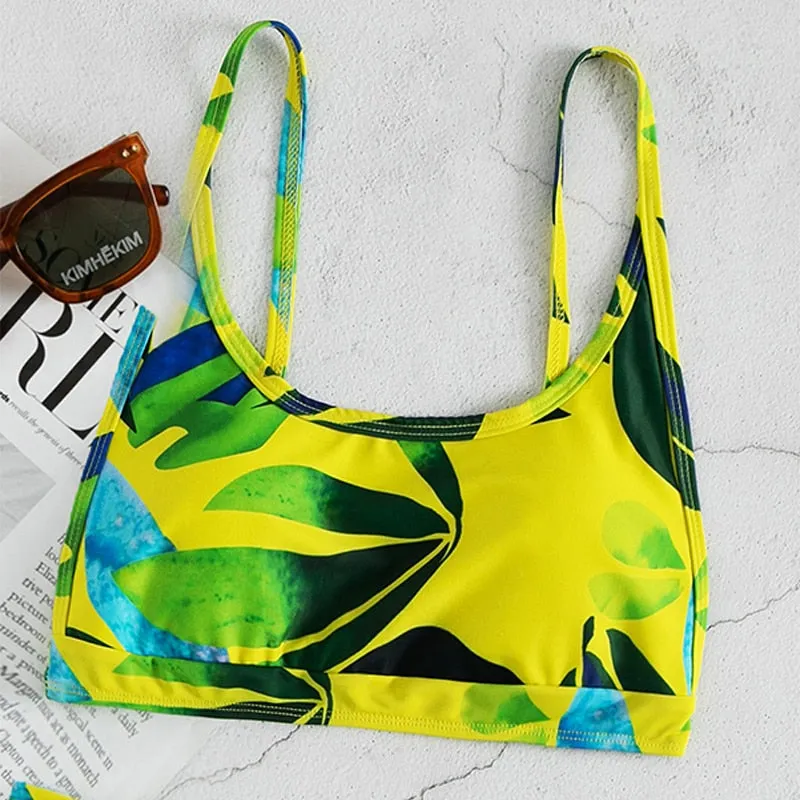 Sexy Vibrant Print Pattern Bandeau Style 2pcs Swimsuit for Women